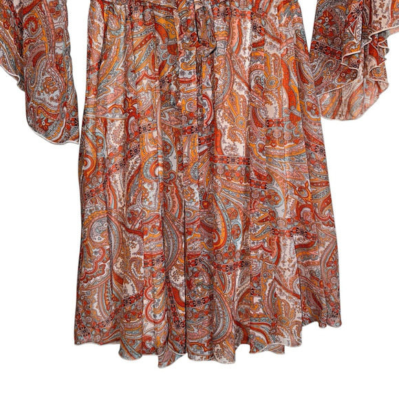 Kate and Lily Sz 4 Faux Wrap Dress Preppy Boho Feminine Flowy Colorful - Picture 5 of 11